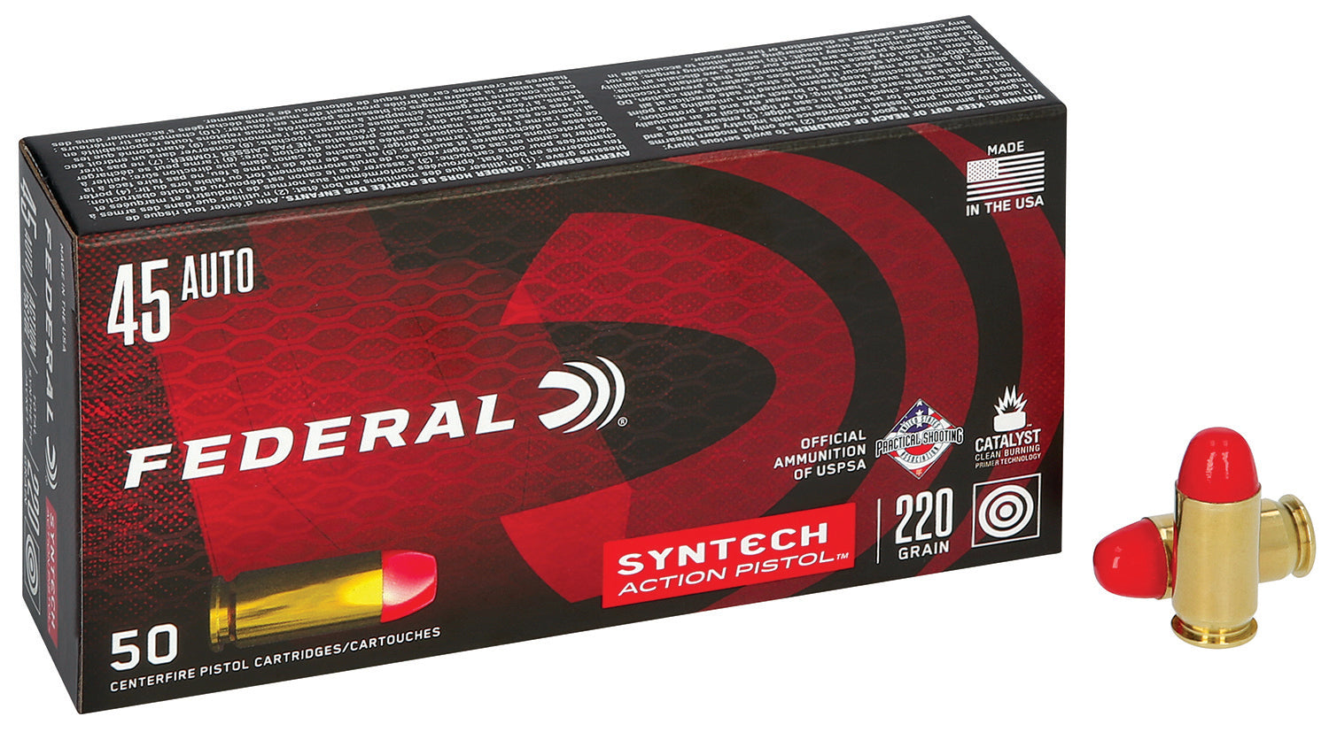 Federal .45 ACP Syntech Action Pistol Total 220gr JFN Ammo 795 FPS