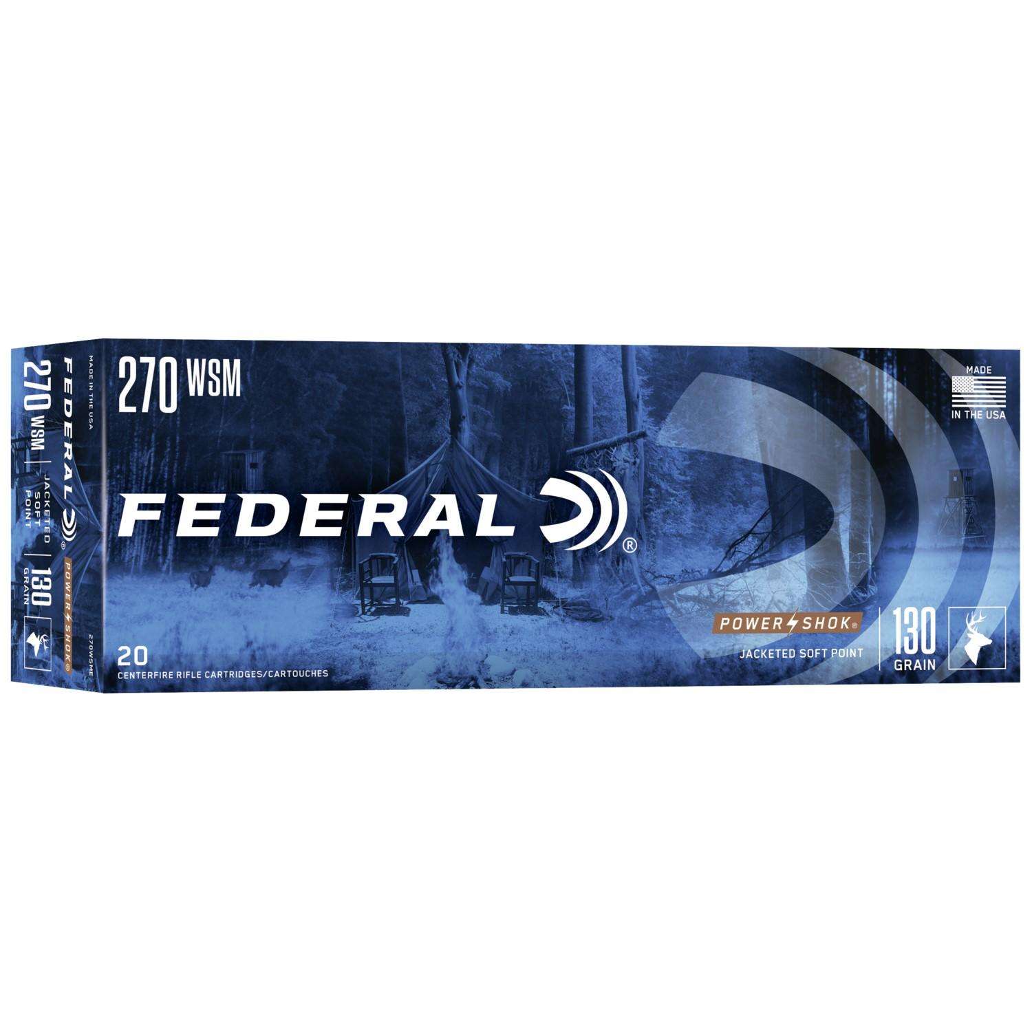 Federal Power-Shok 270 WSM 130gr (JSP) 20 Bx/ 10 Cs
