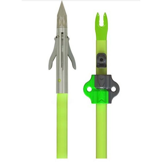 Muzzy Bowfishing - Iron 3 Barb Chartreuse Fish Arrow and Bottle Slide