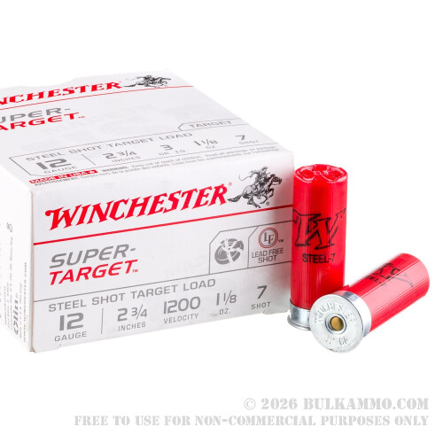 250 Rounds of 12ga Ammo by Winchester - 1 1/8 ounce #7 Shot (Steel)