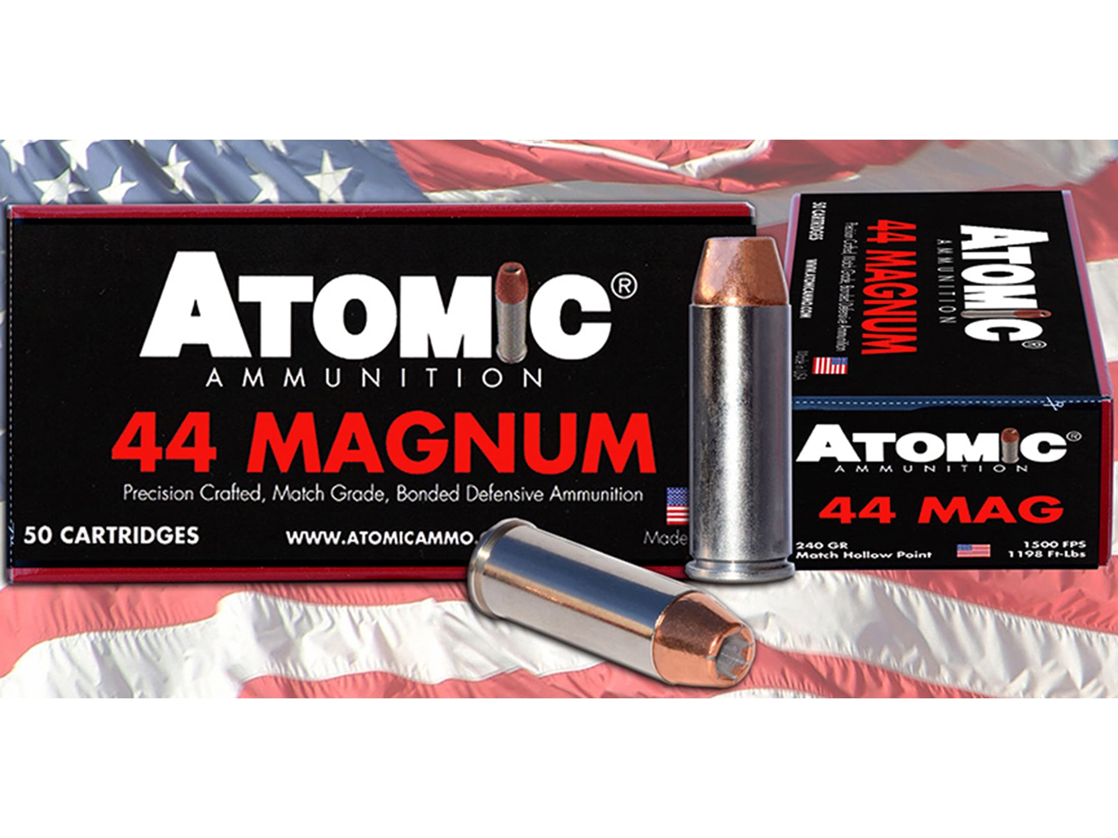 Atomic .44 Mag 240gr BMHP Ammo 1500 FPS