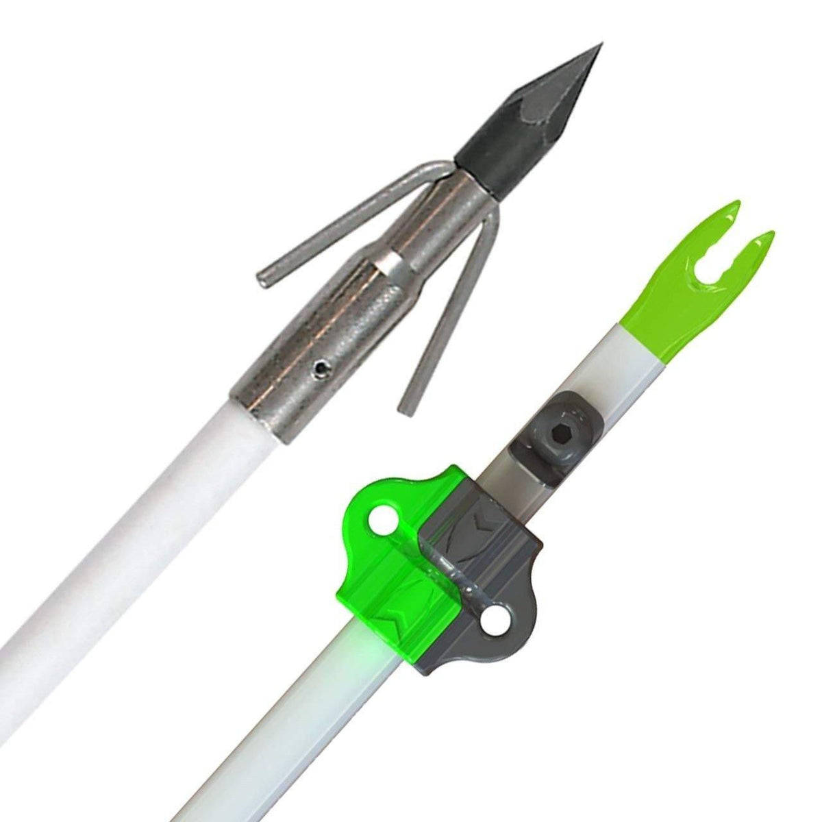 Muzzy Bowfishing - Classic White Fish Arrow w/ Carp Point and Bottle Slide