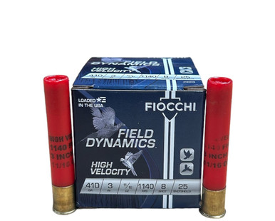 Fiocchi High Velocity .410 Gauge 3" 11/16 oz #8 Shot, 25 Rounds