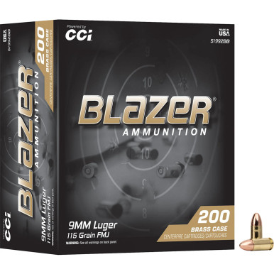 CCI Blazer Brass 9mm Luger 115gr FMJ 1150 FPS
