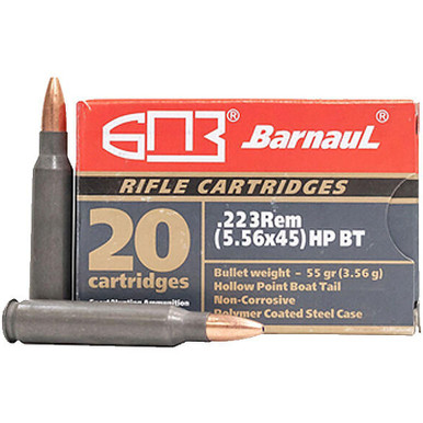 Barnaul .223 Remington 55GR HP Boat Tail Polycoated Steel Case Cartridges 20 Rounds