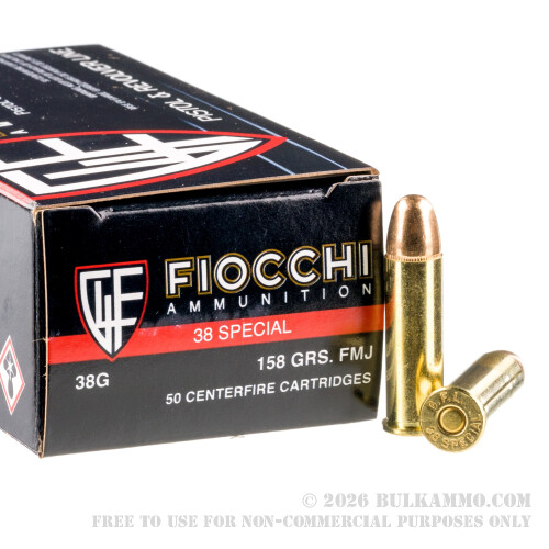 50 Rounds of .38 Spl Ammo by Fiocchi - 158gr FMJ