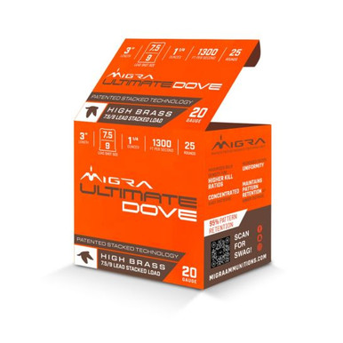 Migra Dove Ultimate Load 20 Gauge 3" 7.5-9 Stacked 1-1/4oz Ammo, 25rds