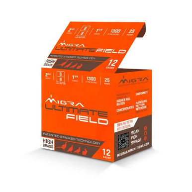 Migra Ultimate Field 12 Gauge 2-3/4" 6-8 Stacked 1-3/8oz Ammo, 25rds