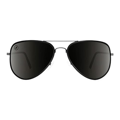 Blenders A Series Spider Jet Polarized Aviator Sunglasses – Matte Black Stainless Steel/Smoke