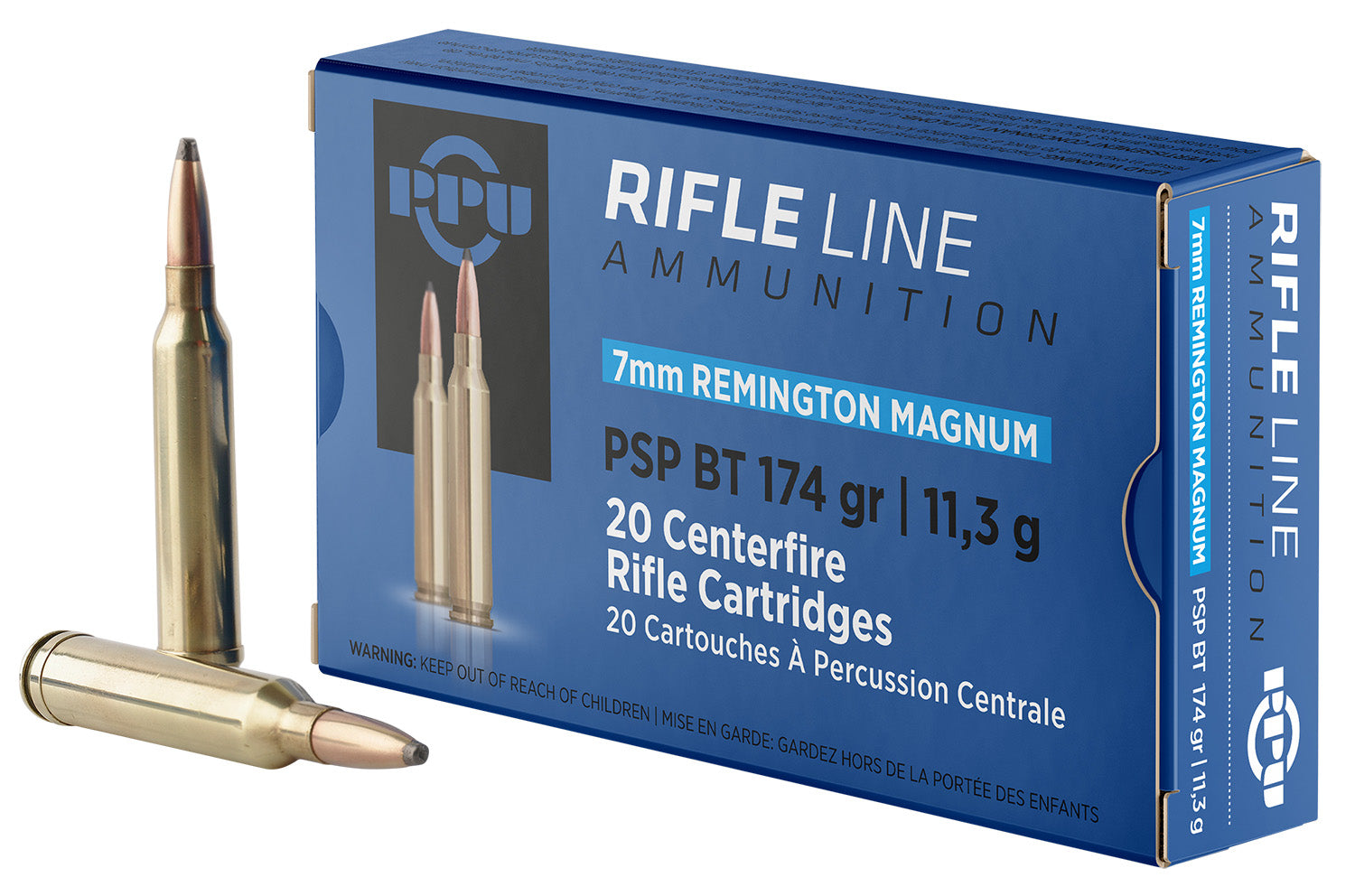 PPU 7mm Remington Mag 174gr PSP BT Ammo 2770 FPS