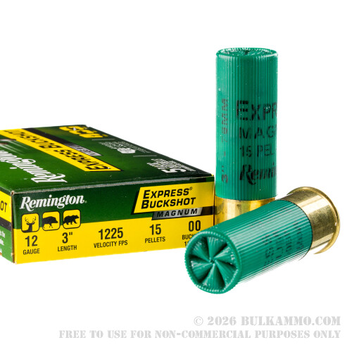 5 Rounds of 12ga Ammo by Remington -00 Buck
