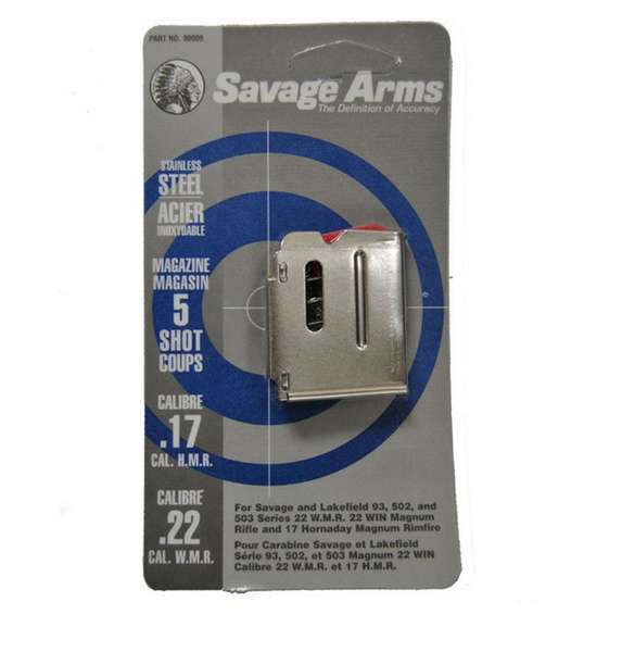 Savage Arms, Magazine, 22WMR, 5 Rounds, Fits Savage Model 90 Series, Stainless