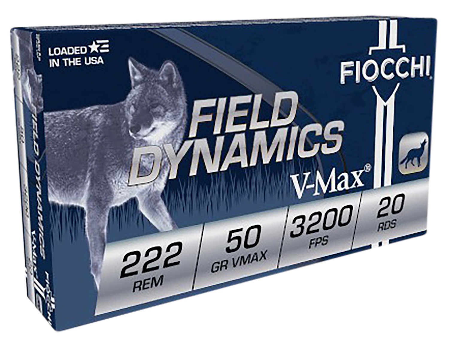 Fiocchi Ammunition, Rifle, 222 REM, 50 Grain, Hornady V Max, 20 Round Box