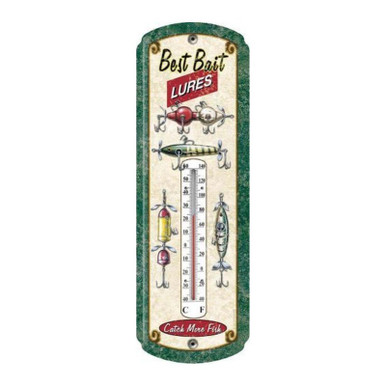 FISHING LURE TIN THERMOMETER