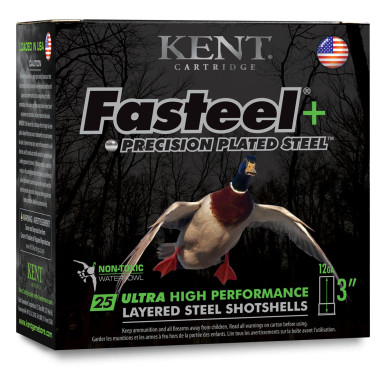 Kent Cartridge Fasteel+ Precision Plated Steel Waterfowl 12 Gauge 3" 1-1/4 oz #4x6 Shot