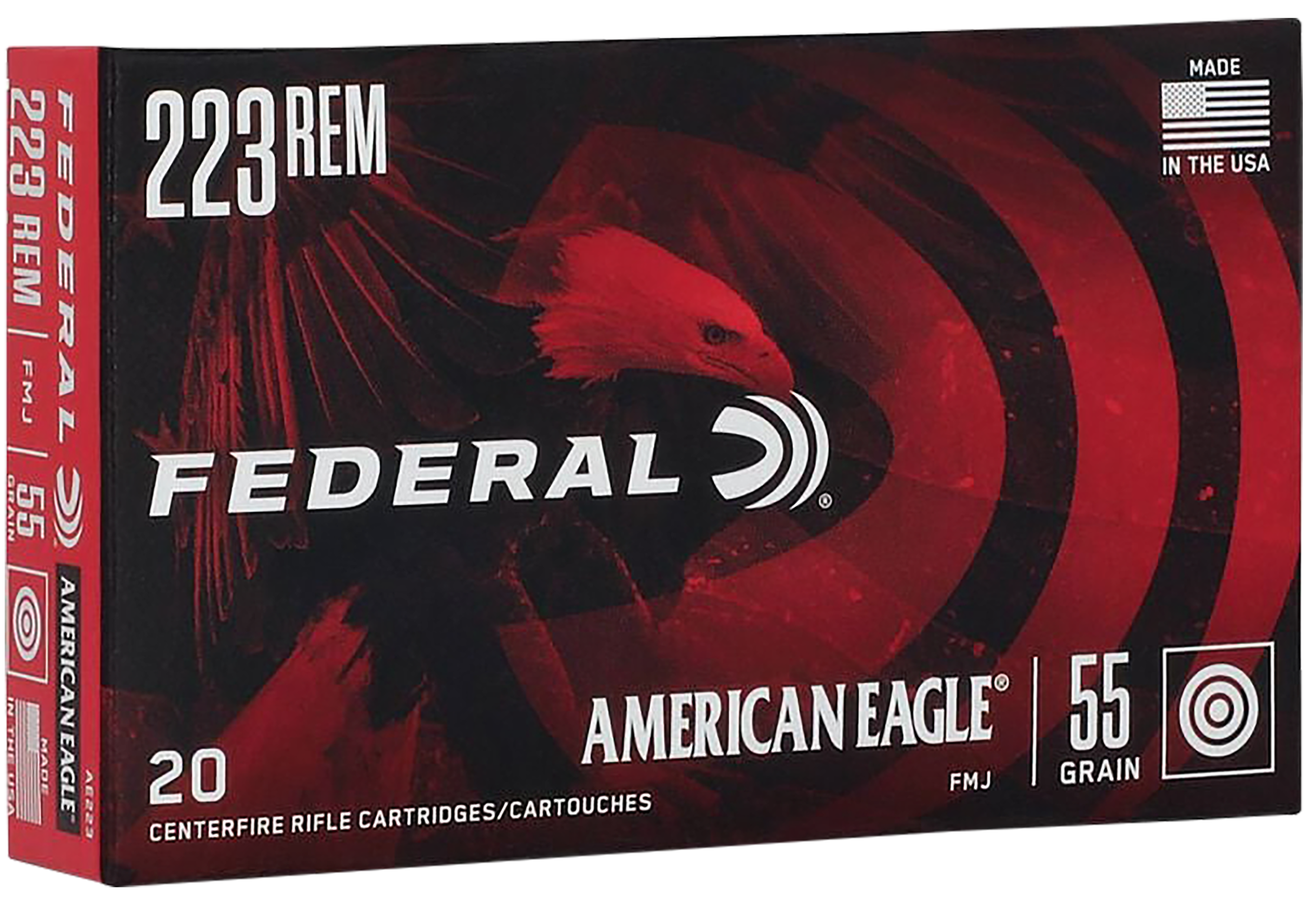 Federal American Eagle 223 Rem 55gr Full Metal Jacket Boat Tail 20 Rd - Box or Case