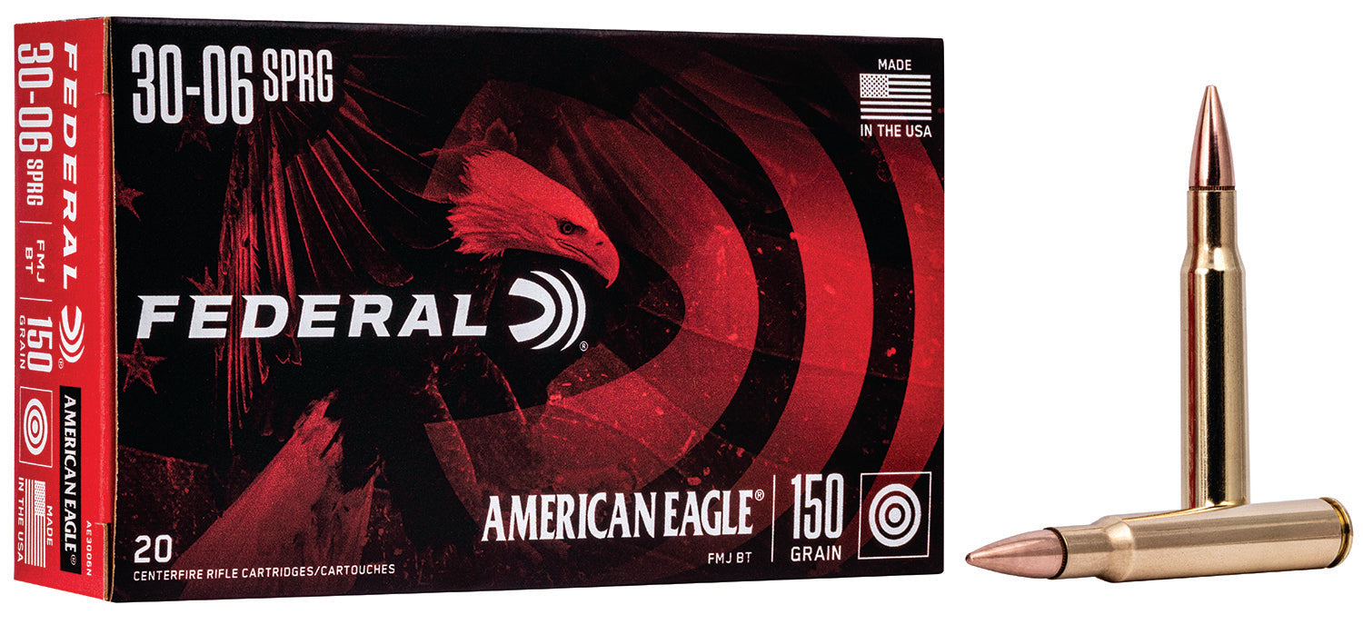 Federal .30-06 Springfield American Eagle 150gr FMJ BT Ammo 2910 FPS