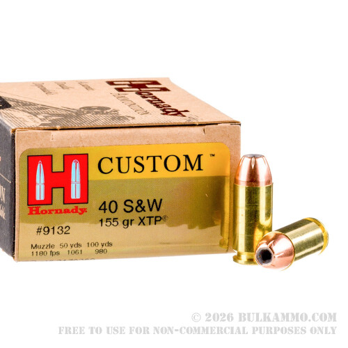 20 Rounds of .40 S&W Ammo by Hornady - 155gr JHP