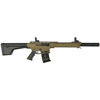 Typhoon Defense F12 Classic AR Style Semi Auto Shotgun 12 Gauge 18.5" Barrel 3" Chamber 5 Round Detachable Magazine Flip Up Sights Fixed Stock Bronze Finish