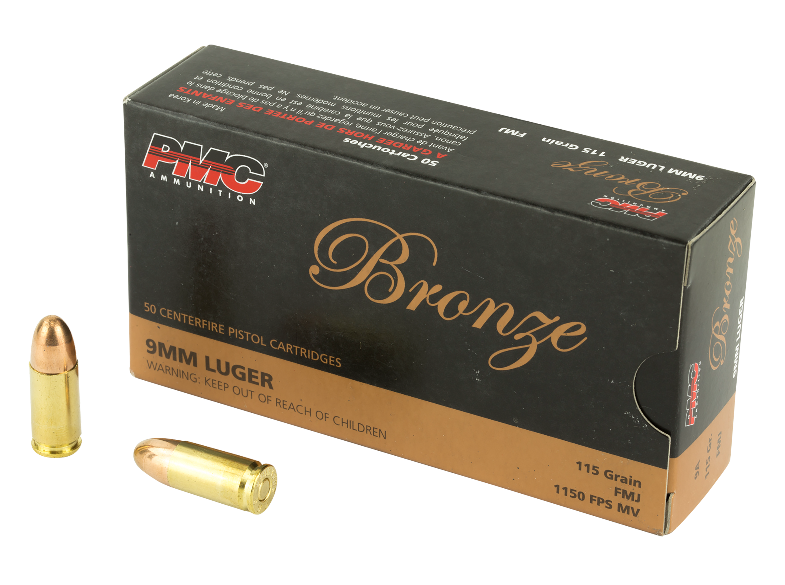 PMC 9A Bronze 9mm Luger 115gr Full Metal Jacket 50 Bx/20 Cs - Box or Case