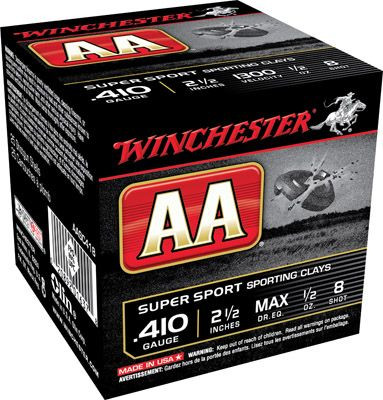 Winchester AA Super Sport .410 Bore Ammo, 2.5-Inch, #8 Shot, 25 Rounds