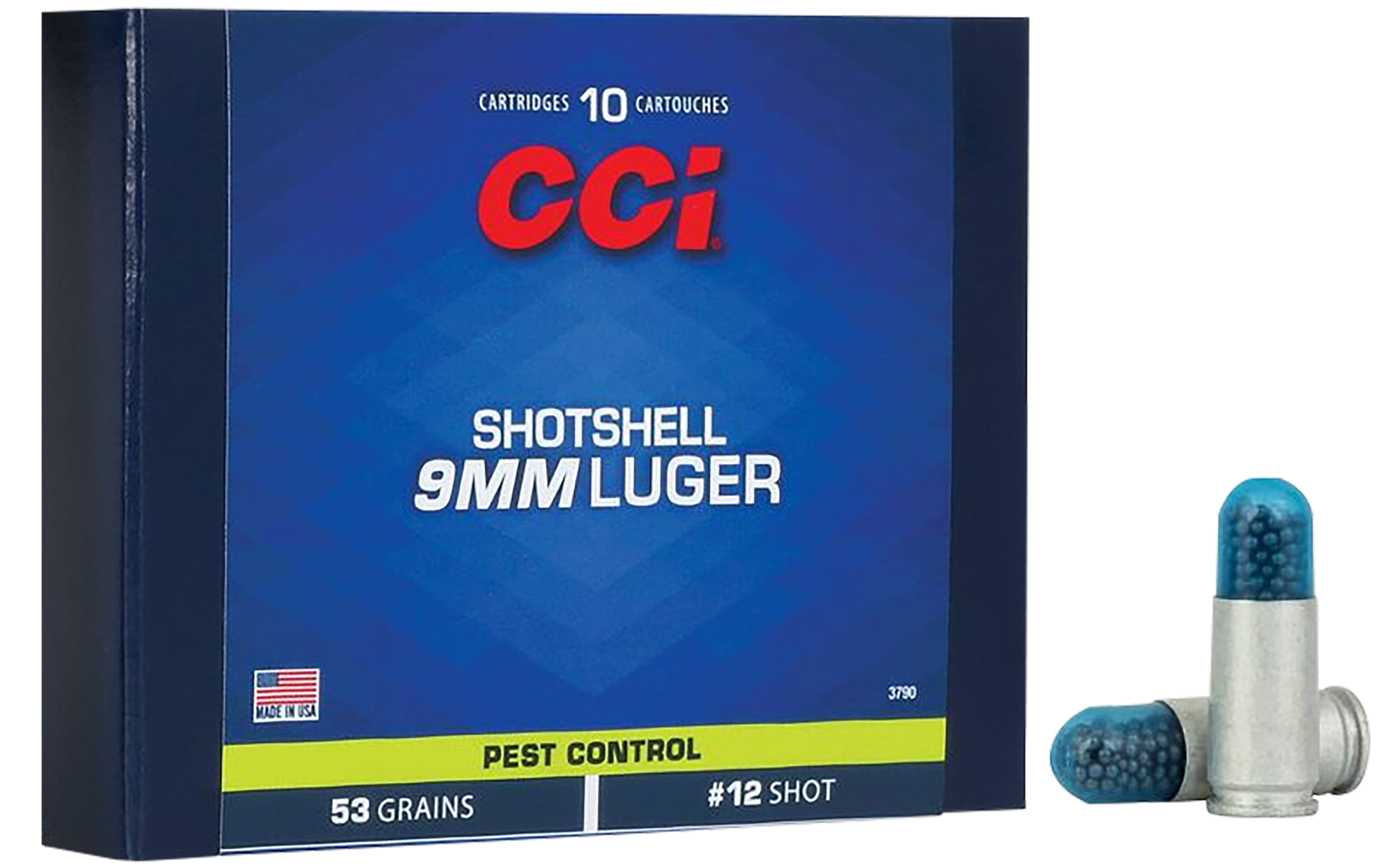 CCI 3790 Pest Control Shotshell 9mm Luger 53gr #12 Shot - Box or Case