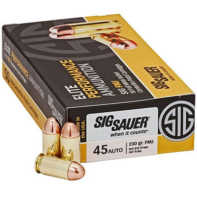 Sig Sauer Elite Performance Ammunition 45 ACP 230GR FMJ, E45BA3-50