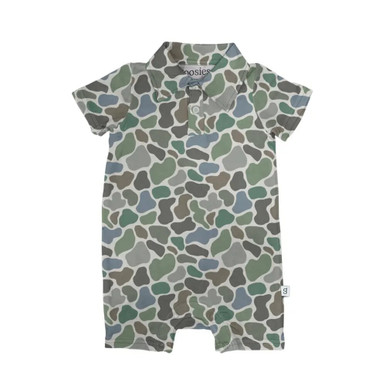 Goosies Infant Boys Short Sleeve Polo Romper - Pebble Camo