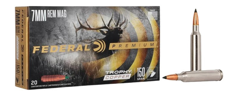 Federal 7mm Remington Mag 150gr Trophy Copper Ammo 3025 FPS