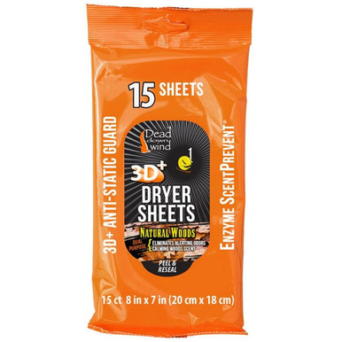 Dead Down Wind Scent Elimination Dryer Sheets Natural Woods Scent 15PK