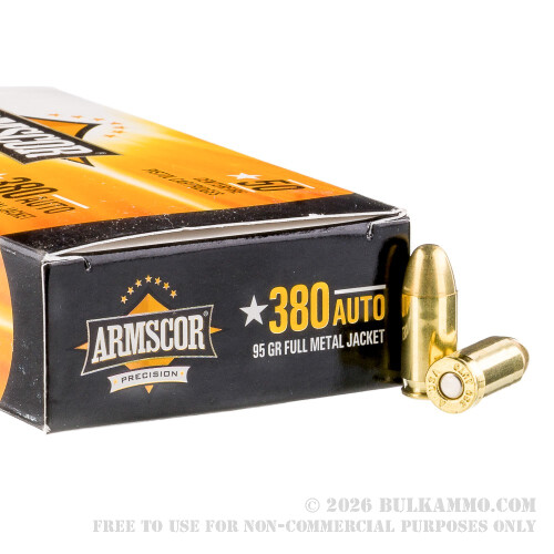 50 Rounds of .380 ACP Ammo by Armscor - 95gr FMJ