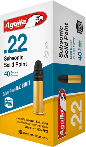 Aguila .22 LR Subsonic 40gr Lead Solid Point Ammo 1025 FPS
