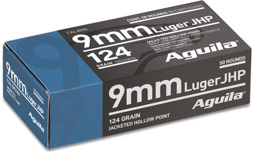Aguila 9mm Luger Personal Defense 124gr JHP Ammo 1130 FPS