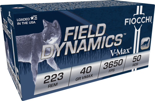 Fiocchi .223 Remington Field Dynamics 40gr Hornady V-Max Ammo 3650 FPS