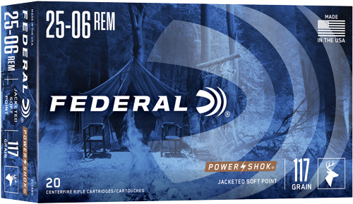 Federal .25-06 Remington PowerShok 117gr JSP Ammo 3030 FPS