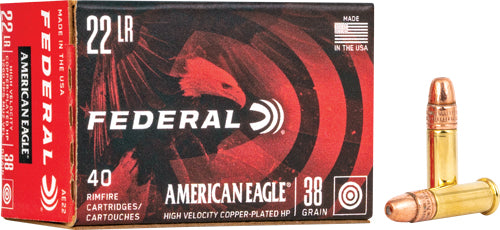 Federal .22 LR American Eagle 38gr CPHP Ammo 1260 FPS