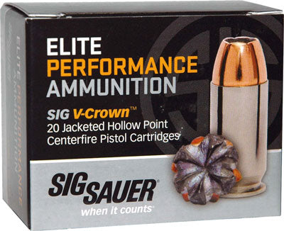 Sig Sauer .45 ACP Elite Performance V-Crown 185gr JHP Ammo 995 FPS