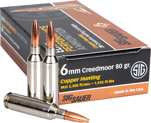 Sig Sauer 6mm Creedmoor Elite Performance 80gr Solid Coper Ammo 3300 FPS