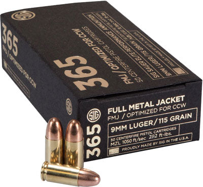 Sig Sauer 9mm Luger Elite Performance 115gr FMJ Ammo 1050 FPS