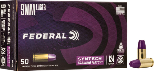 Federal 9mm Luger Syntech Training Match 124gr TSJ FN Ammo 1150 FPS