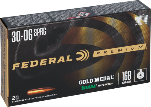 Federal .30-06 Springfield Gold Medal 168gr Sierra MatchKing BTHP Ammo 2700 FPS