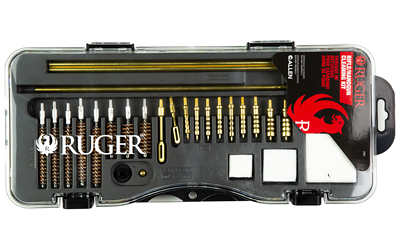 Allen Company, Ruger Rifle and Handgun Cleaning Kit, 26 Piece, For 9MM-45ACP Handguns and .22-7MM Rifles, Molded Case