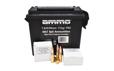 Ammo Inc, M67 Ball Ammunition, 7.62X39, 123 Grain, Lead Core, Full Metal Jacket, 180 Round Box