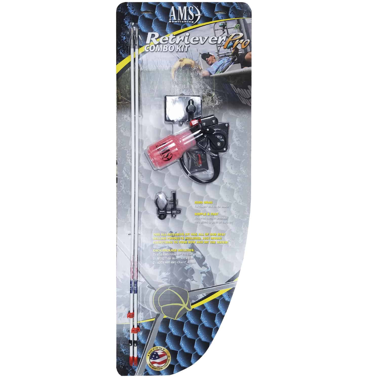 AMS Bowfishing Retriever Pro Combo Kit Right Hand Retriever Pro, Tidal Wave Rest, Arrows & DVD 610-CMB-RH