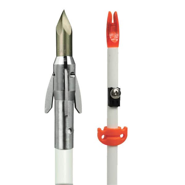 AMS Bowfishing Arrow Fiberglass Ankor QT Point Arrow w AMS Safety Slide A207-WHT