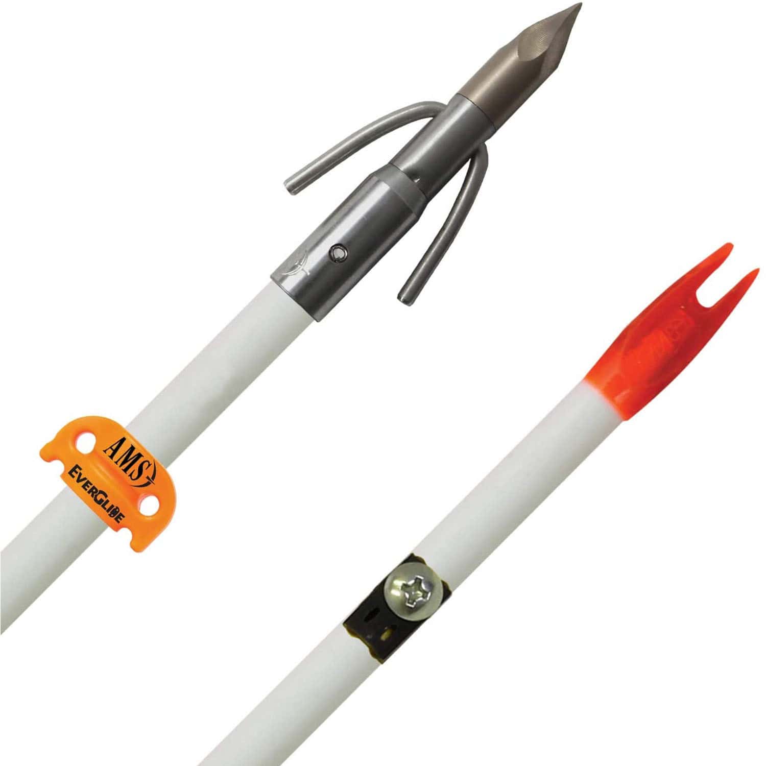 AMS Bowfishing Arrow Fiberglass Chaos Point QT Arrow w AMS Safety Slide A208-WHT