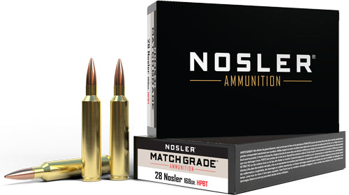 Nosler .28 Nosler Match Grade 168gr Custom Competition HPBT Ammo 3075 FPS