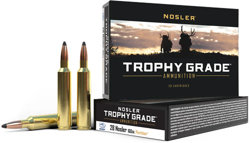 Nosler .28 Nosler Trophy Grade 160gr Spitzer Partition Ammo 3250 FPS