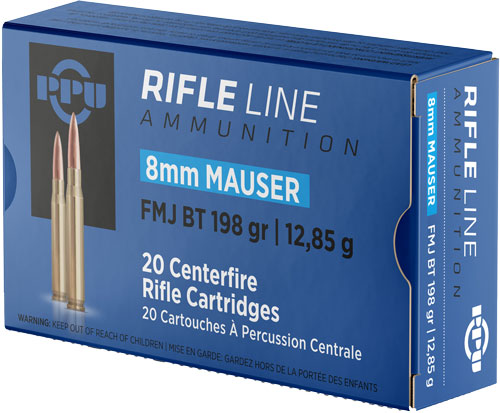 PPU 8mm Mauser 198gr FMJ BT Ammo 2181 FPS
