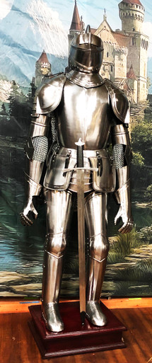 Sir Lancelot' Medieval Suit of Armor w/ Armature& Wooden Base